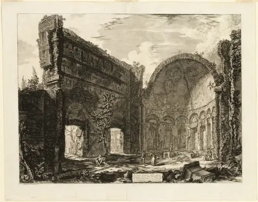 Remains of a room belonging to the Praetorian Fort at Hadrian's Villa, Tivoli, from Views of Rome, Piranesi