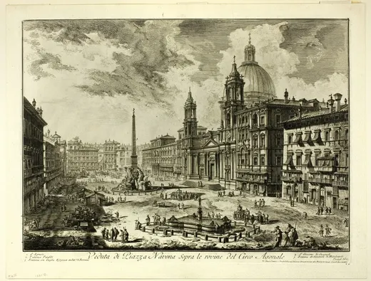 View of Piazza Navona above the ruins of the Circus of Domitian, from Views of Rome, Piranesi
