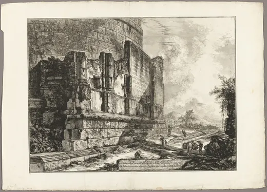 View of the Remains of the Tomb of the Plautii on the Via Tiburtina, near the Ponte Lugano, two miles distant from Tivoli, from Views of Rome, Piranesi