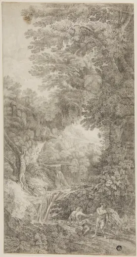 Forest Scene with Waterfall and Two Figures, Palmer