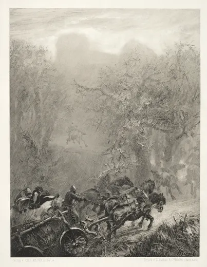 Essay on Stone with Brush and Scraper: The Convoy of Prisoners through a Woods, Menzel