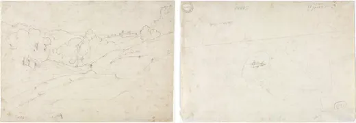View of Marino (recto); Sketch for a Landscape (verso), Corot