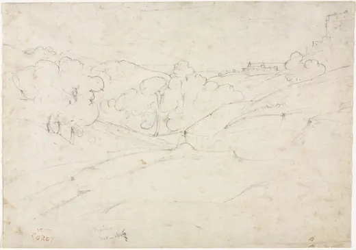 View of Marino (recto), Corot