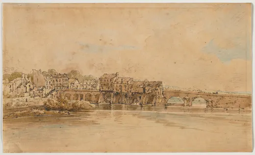 A Selection of Twenty of the Most Picturesque Views in Paris: On the Banks of the Marne below the Bridge at Charenton, Girtin