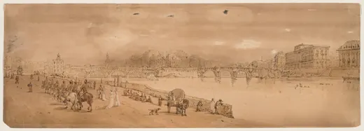 A Selection of Twenty of the Most Picturesque Views in Paris: View of Pont Neuf, and the Mint, Girtin
