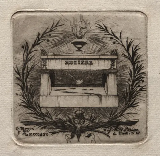 Etchings of Paris: Molière's Tomb in Père Lachaise Cemetery, Meryon