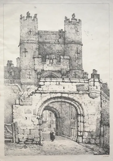 A Series of Ancient Buildings and Rural Cottages in the North of England: At York, Medieval Gate, Prout