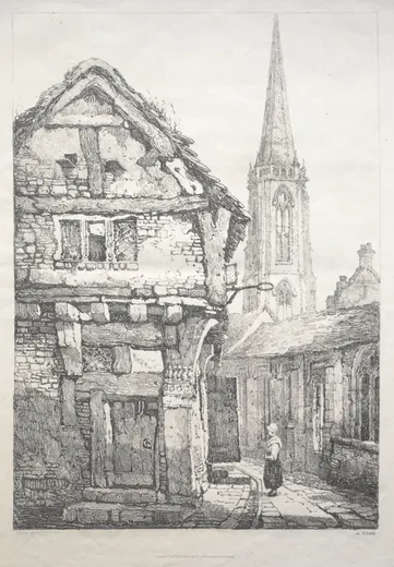 A Series of Ancient Buildings and Rural Cottages in the North of England: At York, Street beside Cloister Wall, Prout