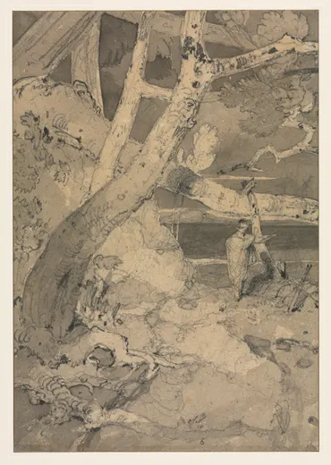 Traveler in a Woodland Landscape, Cotman