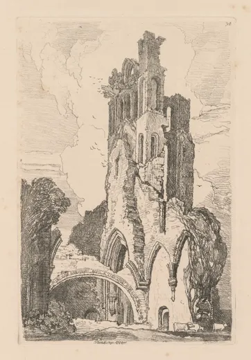 Liber Studiorum: Plate 34, Llanathony Abbey, Monmouthshire, Cotman