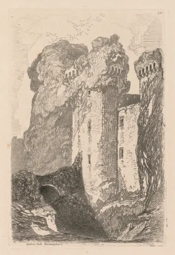 Liber Studiorum: Plate 24, Ragland Castle, Monmouthshire, Cotman
