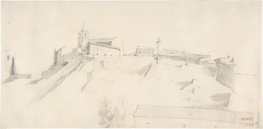 View of a Hill Town with a Crucifix, Corot
