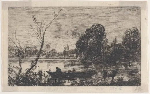 Ville d'Avray: Boatman on a Pond (Evening Effect), Corot