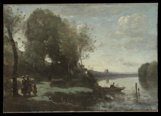 River with a Distant Tower, Corot
